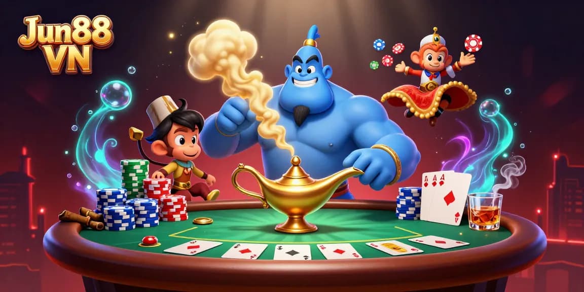 Experience the thrilling world of Jun88 VN with vibrant poker activities and magical elements.