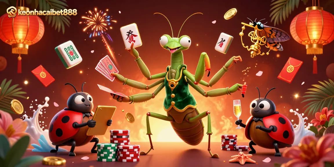 Experience the thrill of gambling at keonhacaibet888 with vibrant characters and atmospheric elements.