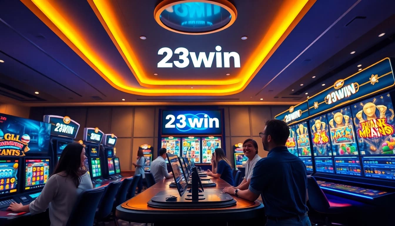 Experience the excitement of 23win in a modern online casino setting, featuring engaging games and a vibrant atmosphere.