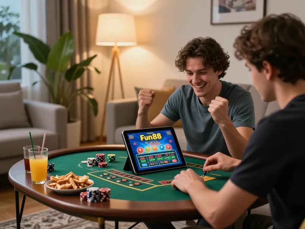 Engaging gameplay on Fun88 mobile app in a cozy living room setting enhancing user experience.