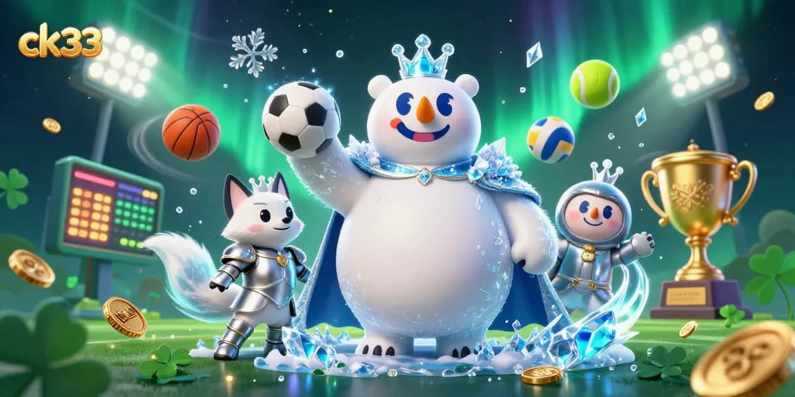 Experience ck33 thrills with a dazzling polar bear and snow fox in a rich casino scene.