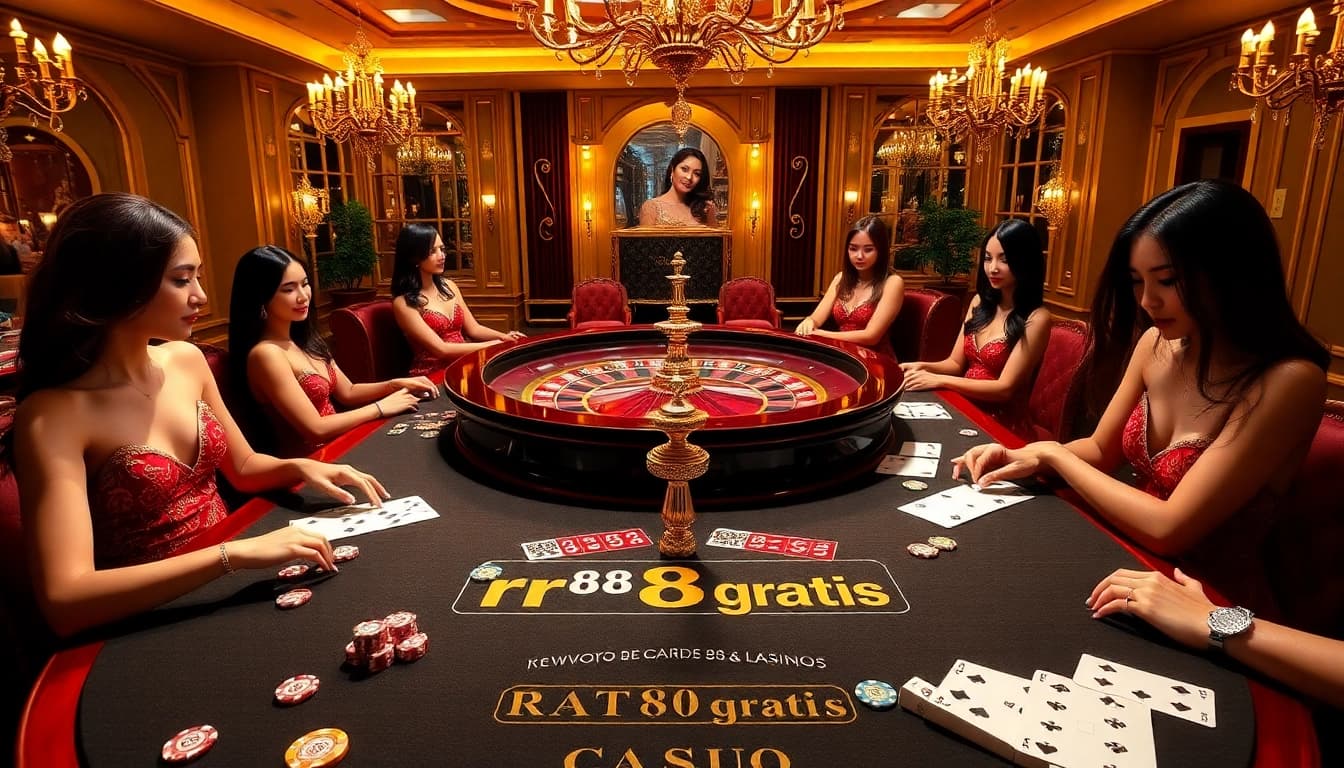 Players engaging at a roulette table in a luxurious casino, showcasing rr88 gratis promotions and betting excitement.