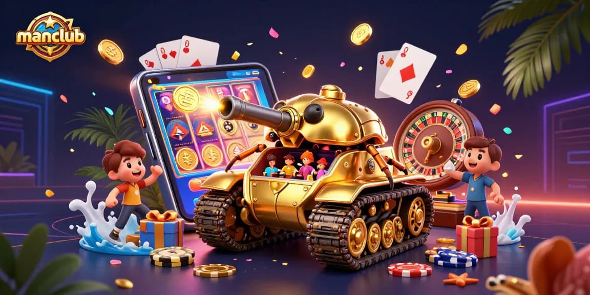 Engage with manclub's vibrant gaming scene featuring a golden beetle casino tank bursting with excitement.