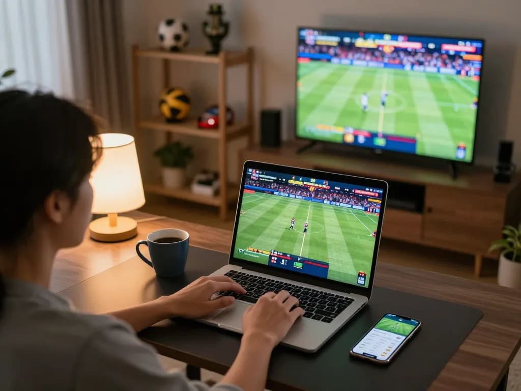 Place bets on exciting live sports events with ok fun at your home desk using a laptop.