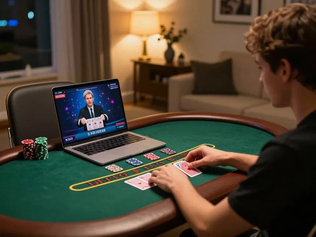 yo88 player engaging in responsible online blackjack gameplay with lively dealer interaction