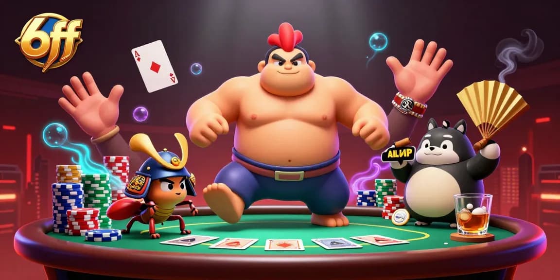 Immerse in the 6ff online casino scene with a powerful sumo rooster, samurai cricket, and vibrant poker elements.