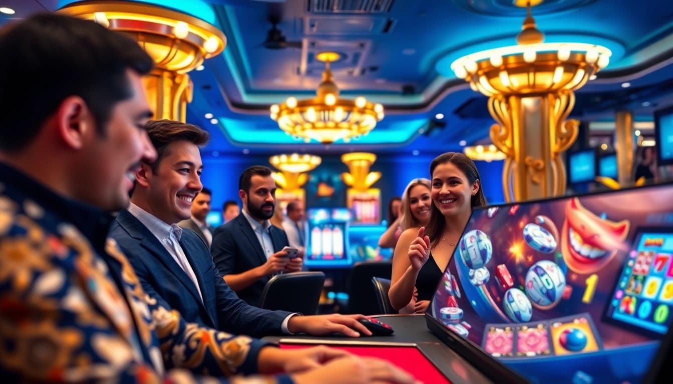 Dynamic online casino scene at MMOO with vibrant graphics, diverse players, and engaging gameplay.
