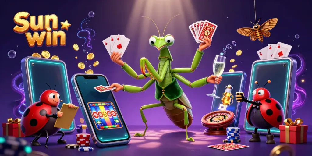 Engage in thrilling play with Sun win's lively casino atmosphere featuring unique characters.