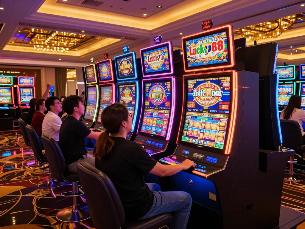 Spin the Lucky 88 slot machines and celebrate wins in a vibrant casino atmosphere