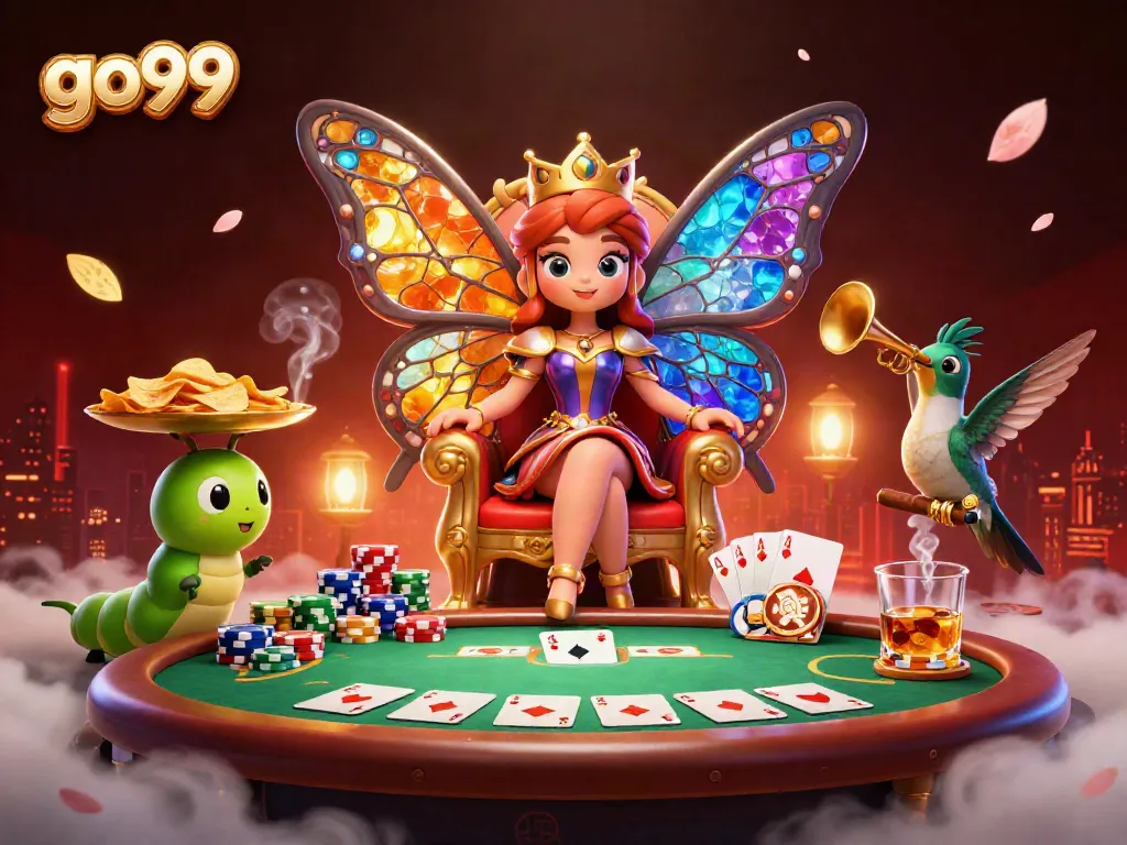 Experience exhilarating gaming action with go99's dynamic illustration showcasing a vibrant casino scene filled with excitement.