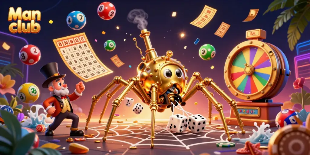 In the Man club, experience thrilling dice games while enjoying vibrant lottery elements and steampunk visuals.