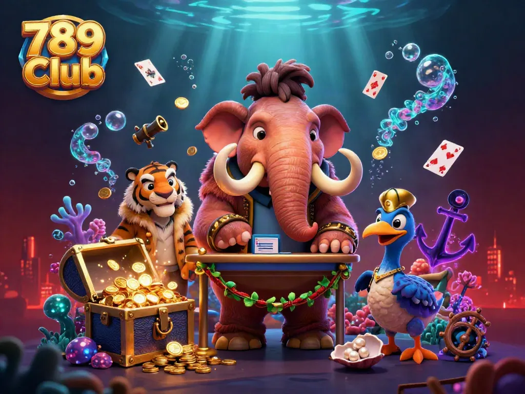 Catch the excitement of 789 Club with a vibrant 3D casino scene featuring unique characters and dynamic gaming elements.
