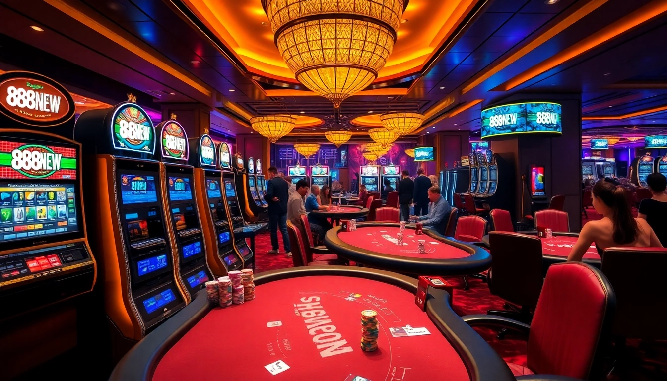 Players enjoying the thrill of 888NEW casino games at a luxurious gaming table.