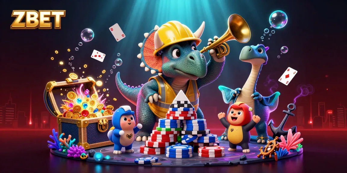 ZBET enhances gaming fun with an exciting underwater casino scene filled with playful characters.