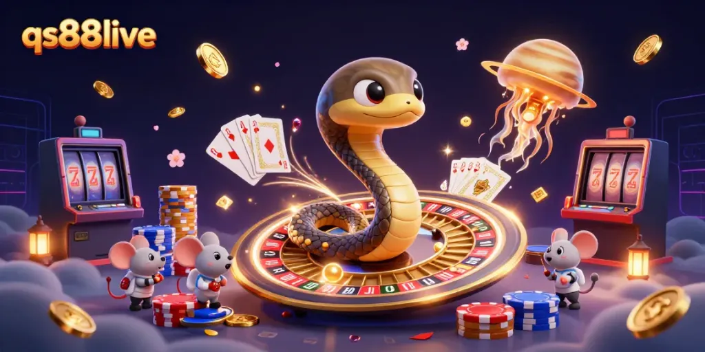 Experience thrilling bets with the qs88live Saturn snake themed roulette featuring cosmic elements.