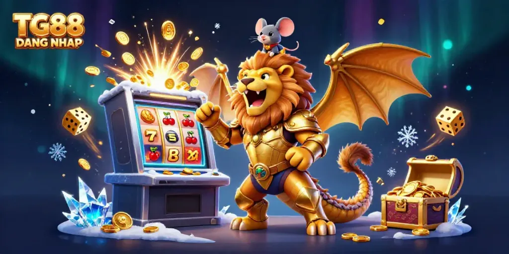 Experience excitement at TG88 DANG NHAP with a vibrant 3D casino scene bursting with games and golden jackpots!