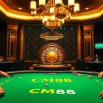 CM88 poker game scene showcasing strategic players in a luxurious casino.