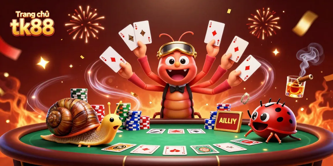 Experience excitement at Trang chủ tk88 with a lively casino scene featuring engaging characters and game elements.