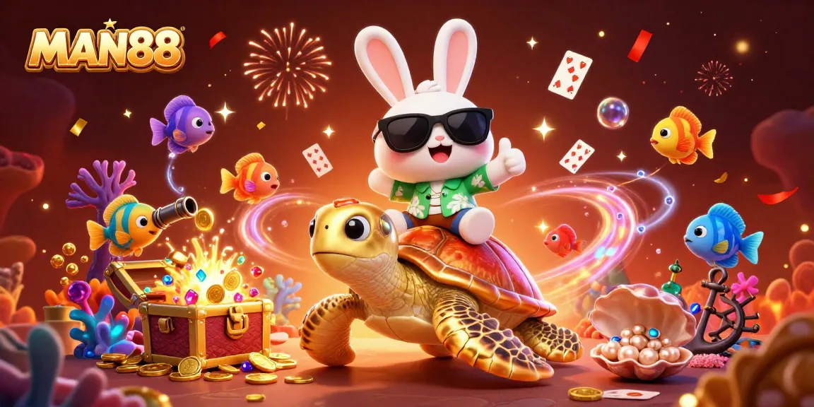 Experience thrilling gaming action with MAN88's exclusive features in an exciting 3D digital illustration.