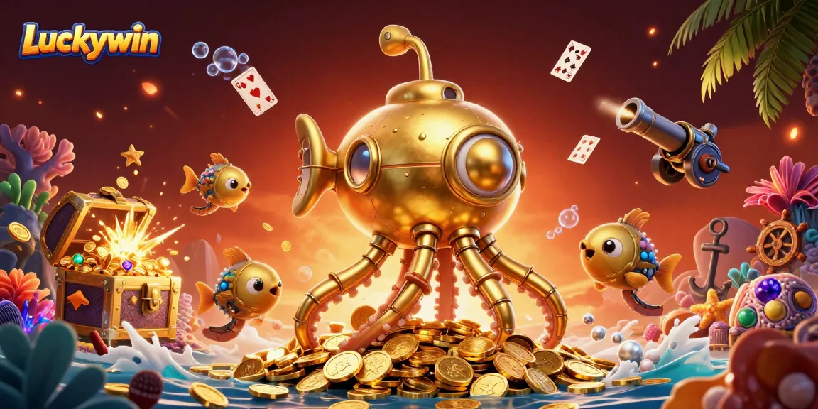 Discover thrilling gaming adventures at Luckywin with a vibrant underwater treasure scene.