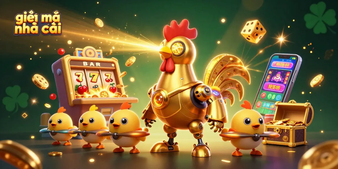 Engage with giải mã nhà cái through a playful illustration of colorful casino characters amidst exciting game elements.