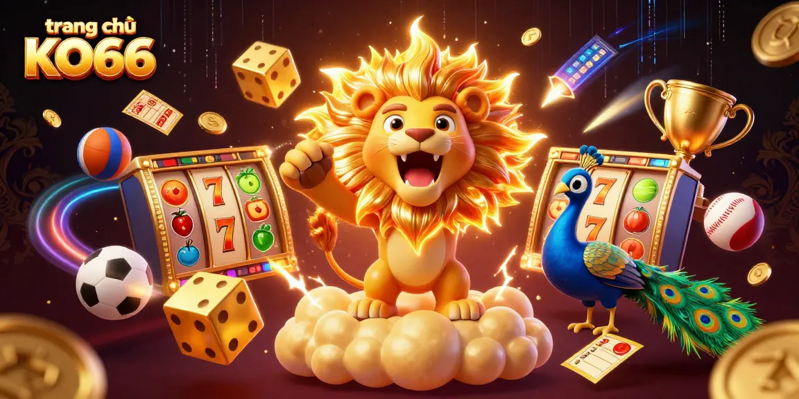 Experience the excitement of trang chủ KO66 with a vibrant 3D casino scene featuring dynamic games and characters.